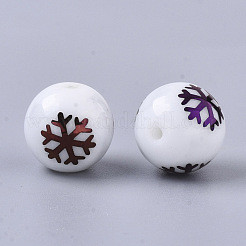 Рождественские непрозрачные стеклянные бусины EGLA-R113-01G