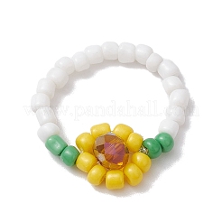 3 anello elasticizzato con perline di semi di vetro in stile 3 pezzi&nbsp;RJEW-JR00658-01