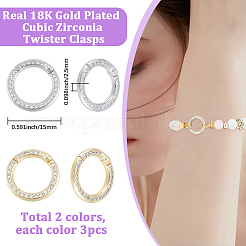 6 шт. застежка-крутилка из латуни 2 цветов с микропаве из кубического циркония&nbsp;KK-BBC0018-83