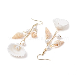 Серьги-подвески в форме ракушки из нержавеющей стали 304 EJEW-JE06382-02