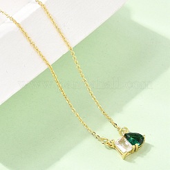 Collares con colgante rectangular y en forma de lágrima de latón con circonitas cúbicas engastadas en cadena de cable&nbsp;KK-CBAB173-05G-08