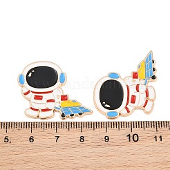 宇宙飛行士合金エナメルカボション  粘着ステッカー付き  ライトゴールド  ホワイト  26.5x30.5x1.5mm&nbsp;AL-CBA1A6F-07KCG-A