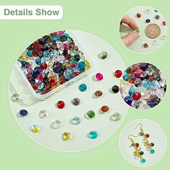 180 個 18 色のガラスチャーム  多面カット  コーン  ミックスカラー  8x4mm  穴：1~1.2mm  10個/カラー&nbsp;RGLA-NB0001-05