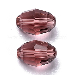 ガラス模造オーストリアクリスタルビーズ  多面カット  オーバル  ロージーブラウン  11x8mm  穴：0.8~1.4mm&nbsp;GLAA-K055-02