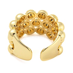 Латунное открытое кольцо-манжета с круглыми бусинами RJEW-Q782-01G