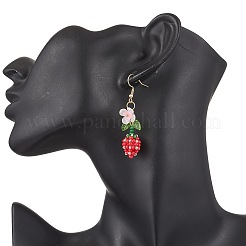 Серьги-подвески из бисера из нержавеющей стали 304 в виде цветка EJEW-MZ00470-01