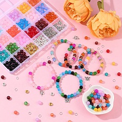 Наборы для самостоятельного изготовления браслетов из круглых стеклянных бусин&nbsp;DIY-YW0012-08