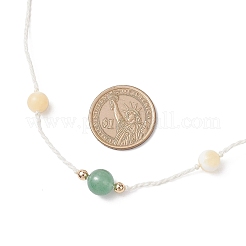 Регулируемые круглые плетеные бусины из натурального зеленого авантюрина и желтого нефрита для женщин NJEW-JN05317