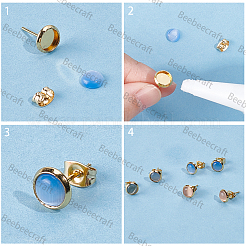 50 шт. плоские круглые серьги-гвоздики из нержавеющей стали 304 STAS-BBC0003-27A