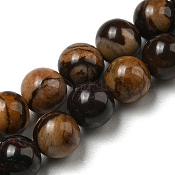 Natur rhodonite runde Perlen Stränge, Runde, 6 mm, Bohrung: 0.8 mm, ca. 65 Stk. / Strang, 15.67'' (39.8 cm)