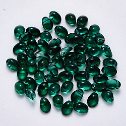 Ciondoli in vetro imitazione giada verniciati a spruzzo, ovale, verde mare, 8.5x6x4.5mm, Foro: 1 mm
