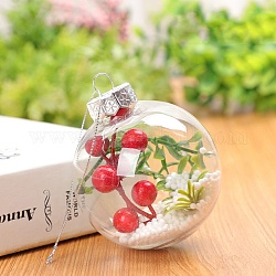 Décorations de pendentifs boule remplissables en plastique transparent, avec des fruits rouges à l'intérieur, ornement suspendu de sapin de noël, clair, 60mm