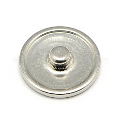 Brass Snap Button Cabochon Settings, Stud Findings, Flat Round, Lead Free & Nickel Free & Cadmium Free, Platinum, Tray: 16mm, 18x5.5mm, Knob: 5.5mm