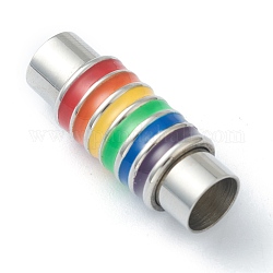 304 магнитная застежка из нержавеющей стали с клеевыми концами, трубка, красочный, 24x7~9 мм, внутренний диаметр: 6 мм