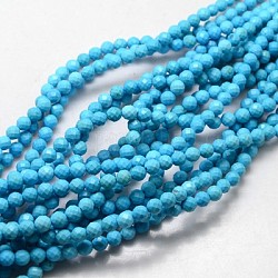 Natural Howlite Round Beads Strands, Dyed & Heated, Faceted, Sky Blue, 8mm, Hole: 1mm, about 36pcs/strand, 15.74 inch