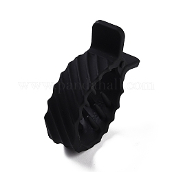 Plastique de pinces à cheveux griffes, Style mat, en forme de poisson avec motif à rayures, noir, 52x38x14.5mm