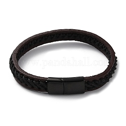 Armband aus geflochtener Kordel aus Leder, mit 304 Edelstahl-Magnetverschluss für Männer und Frauen, Kokosnuss braun, 8-3/8 Zoll (21.4 cm)