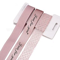 Ruban polyester 9 yards 3 styles, pour le bricolage fait main, nœuds de cheveux et décoration de cadeaux, palette rose clair, rose, 1~1-1/8 pouce (25~28 mm), environ 3 mètre/style