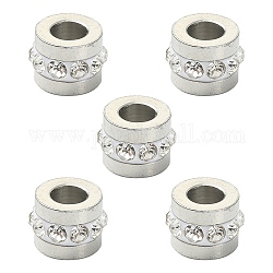 Perles de strass en 201 acier inoxydable, colonne, cristal, 7x5mm, Trou: 3mm