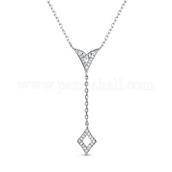 Tinysand Rhombus Design 925 Sterling Silber Zirkonia Anhänger Halsketten, Silber, 17.1 Zoll