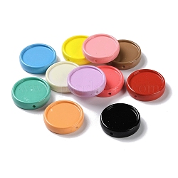 Pintura para hornear perlas acrílicas opacas, plano y redondo, color mezclado, 30x7mm, agujero: 2 mm