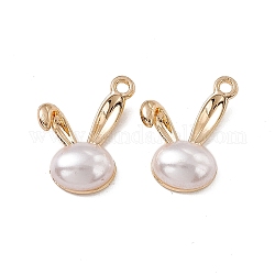 Pendenti di perle imitazione plastica abs, con accessori in lega, ciondolo testa di coniglio, oro, 19x15x5mm, Foro: 1.6 mm