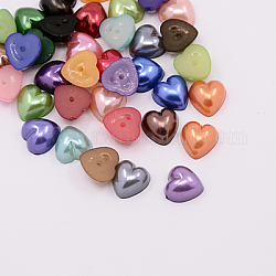 Cabujones de abalorios de imitación de acrílico, teñido, corazón, color mezclado, 9~9.5x9~9.5x4.5mm, aproximamente 1500 unidades / bolsa