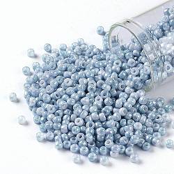 Toho perles de rocaille rondes, Perles de rocaille japonais, (1205) denim crème opaque marbré, 8/0, 3mm, Trou: 1mm, environ 1110 pcs/50 g
