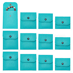 AHANDMAKER 12 Pcs Felt Jewelry Pouch with Snap Button, 4 Size Small Jewelry Organizer Bag Portable Jewelry Gift Bag for Jewelry Storage Necklace Earring Ring Bracelet Necklace Watch, Turquoise Green