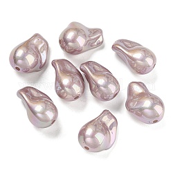 Perles en plastique ABS peintes au four, perle d'imitation, teinte, de couleur plaquée ab , vieille rose, 22x15~16x12mm, Trou: 1.8mm