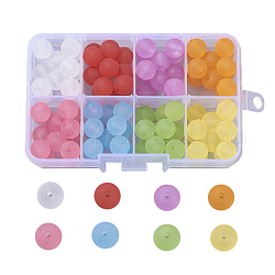 Perles rondes en acrylique transparent, mat, couleur mixte, 10mm, Trou: 2mm, 104 pcs / boîte