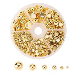 ABS-Kunststoff-Nachahmung Perlen, Halbrund, golden, golden, 9.5x4.5 mm, 1390 Stück / Karton