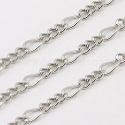 304 Stainless Steel Figaro Chains, Decorative Chains, Unwelded, Stainless Steel Color, 5~7x3.5x2mm