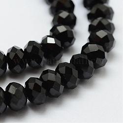 Naturale nero perline spinello fili, sfaccettato, rondelle, 3x5mm, Foro: 1 mm, circa 96pcs/filo, 16.35 pollice (39 cm)