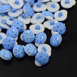 Acrylic Shank Buttons, 1-Hole, Dyed, Ladybug, Sky Blue, 15x13x4mm, Hole: 4x2mm