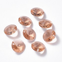 Glass Charms, Faceted, Cone, Dark Salmon, 14x7mm, Hole: 1mm