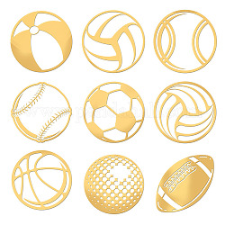 Olycraft 9 pz 1.6x1.6 pollici adesivi a tema palla sportiva adesivi da basket rugby autoadesivi adesivi in metallo dorato calcio pallavolo adesivi in metallo per album artigianato fai da te decorazione del telefono