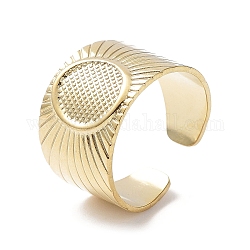 304 Stainless Steel Open Cuff Ring Findings, Bezel Cup Ring Settings, Oval, Real 18K Gold Plated, Inner Diameter: 18mm, Tray: 10x8mm