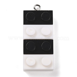 Pendentifs en résine, avec boucle en fer platine, briques de jouets, noir, 36x15.5x8mm, Trou: 2.6mm