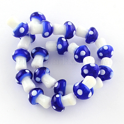 Perline fungo a mano in vetro murano fili, blu, 16x12mm, Foro: 2 mm, circa 20pcs/filo, 13.7 pollice