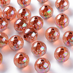 Transparente Acryl Perlen, ab Farbe plattiert, Runde, Schokolade, 16x15 mm, Bohrung: 2.8 mm, ca. 220 Stk. / 500 g