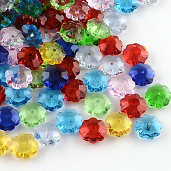 Flower transparent Glasperlen, Margerite Perlen, facettiert, Mischfarbe, 9.5~10x4 mm, Bohrung: 1 mm