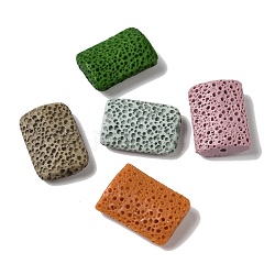 Perles de pierre de lave imitation résine, rectangle, couleur mixte, 28~30x19.5~20.5x7~7.5mm, Trou: 2.8mm