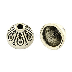 Apetalous tibetischen Stil Legierung Perlenkappen, Cadmiumfrei und Nickel frei und Bleifrei, Antik Silber Farbe, 10x7 mm, Bohrung: 2 mm