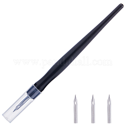 Set di penne a permeazione di plastica, strumenti per la pittura di modelli, con testina in acciaio inox di ricambio, nero, penna dopo il montaggio: 15 cm