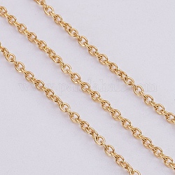 Ion Plating(IP) 304 Stainless Steel Cable Chains, with Spool, Soldered, Oval, Golden, 2mm, about 65.61 Feet(20m)/roll