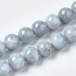 Cuarzo natural, teñido de hilos de perlas redonda, aguamarina imitación, 10mm, agujero: 1 mm, aproximamente 38 pcs / cadena, 14.76 pulgada (37.5 cm)