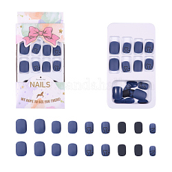 Punte false di plastica per unghie, pratica lo strumento nail art per manicure, Blue Marine, 11.5~18x7~13mm, circa 24 pc / scatola