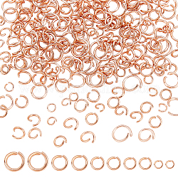 Unicraftale 250 pz 5 misure anelli di salto aperti, Anelli di salto in oro rosa da 3/4/4.5/5/6 mm, connettori ad anello tondo in acciaio inossidabile per la realizzazione di collane di gioielli in cotta di maglia