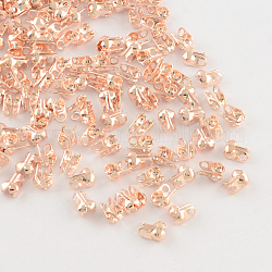 Iron Bead Tips, Calotte Ends, Cadmium Free & Lead Free, Clamshell Knot Cover, Rose Gold, 8x6x4mm, Hole: 2mm, 4.5mm inner diameter